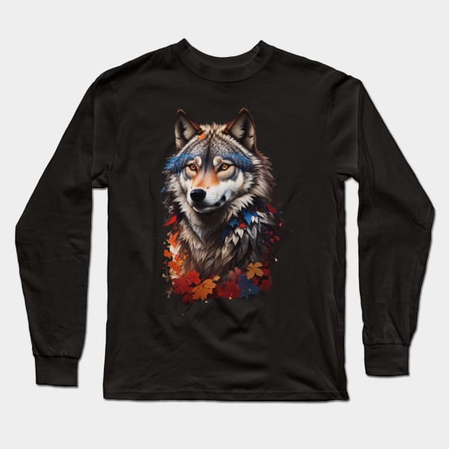 Wolf Head Long Sleeve T-Shirt by ART-23